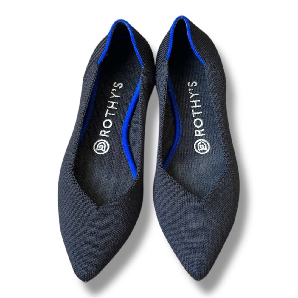 Rothy's Women's "The Point" Pointed Toe Recyclable Flats in Black, Size 7.5 Wide